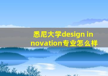 悉尼大学design innovation专业怎么样